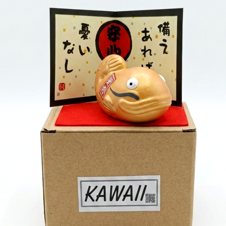 Amuleto japonés Namazu dorado