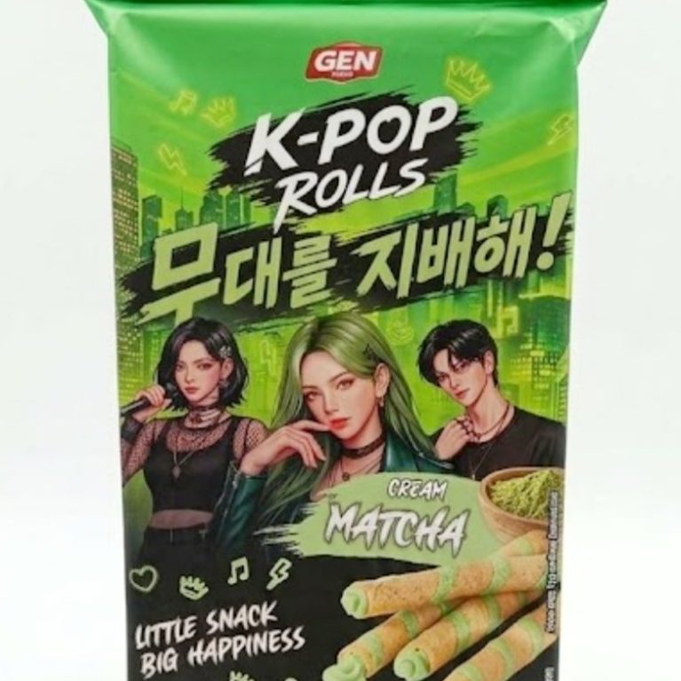 delicioso snack kpop crujiente con sabor a té matcha.